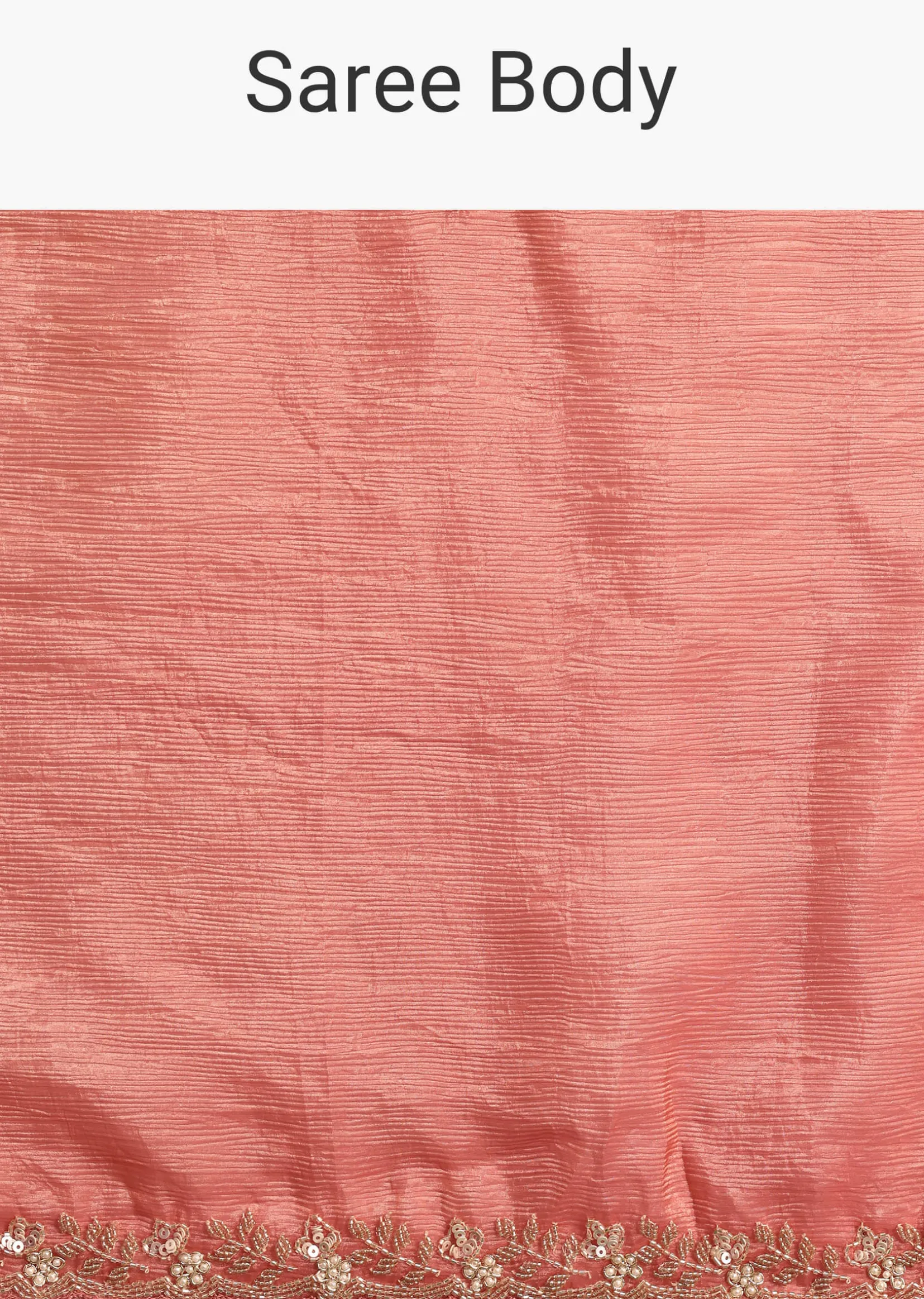 Peach Sequin Work Crushed Tissue Saree
