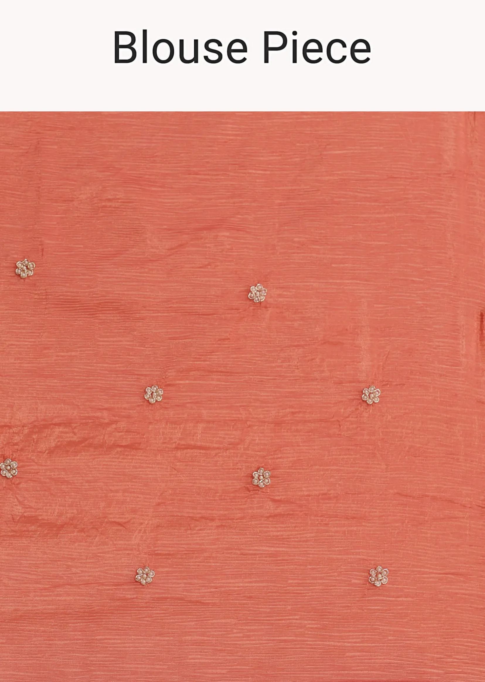 Peach Sequin Work Crushed Tissue Saree
