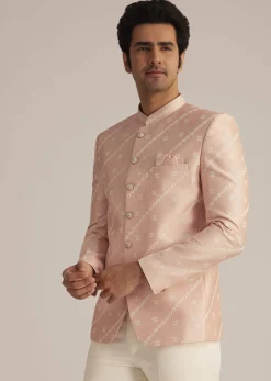 Peach Silk Jodhpuri Suit
