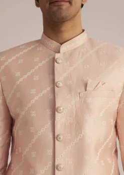 Peach Silk Jodhpuri Suit