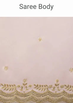 Peach Tissue Saree With Cut Dana Embroidered Borders