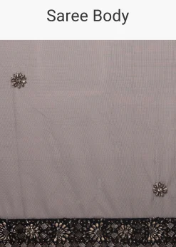 Peacoat Blue Saree With The Crop In Stones Embellishment