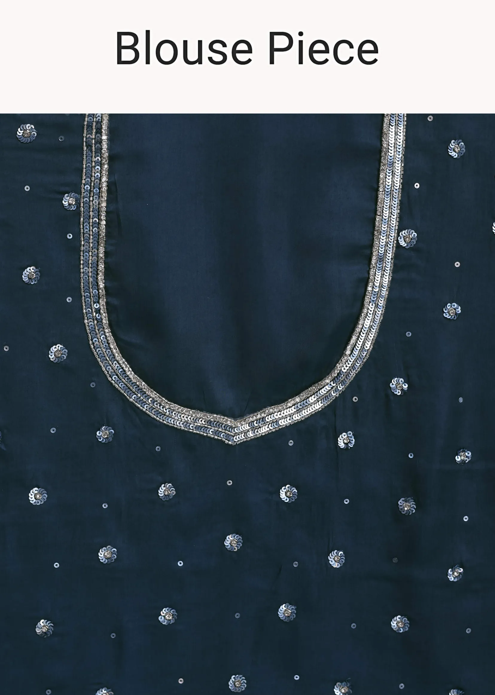 Peacock Blue Ombre Sequins Saree With Scalloped Embroidered Border