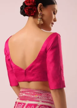 Peacock Rani Pink Dola Silk With Bandhani Weave Detail