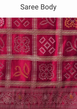 Peacock Rani Pink Dola Silk With Bandhani Weave Detail