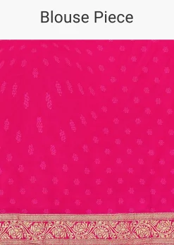 Peacock Rani Pink Dola Silk With Bandhani Weave Detail