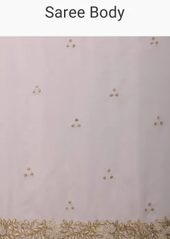 Pearl White Organza Saree With Cut Dana Embroidery