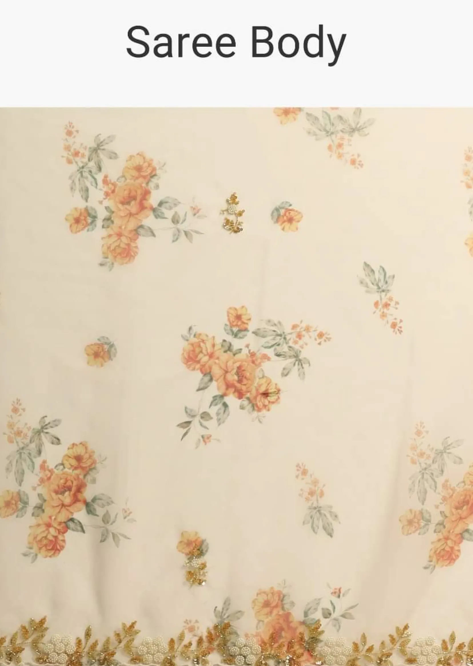 Pearl White Saree In Organza With Floral Print All Over And Moti Embroidered Border Along With Unstitched Blouse