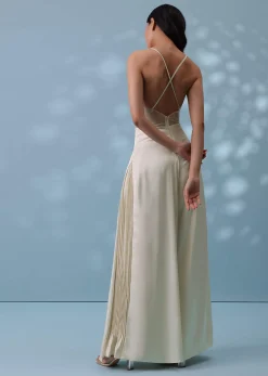 Pearl White Satin Indowestern Embroidered Jumpsuit With Net Shrug