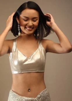 Pearl White Satin Sleeveless Blouse With A Sweetheart Neckline Top, Middle, And Bottom Hooks Closure