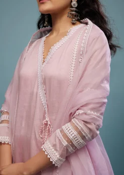 Petal Pink Pant Suit Set In Viscose Silk