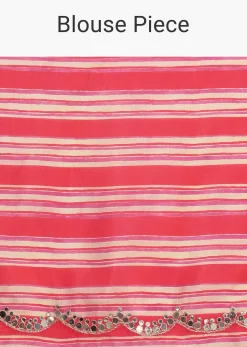 Pink Abstract Printed Muslin Saree