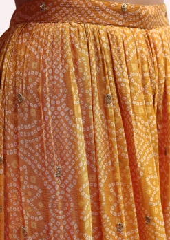 Pink And Orange Embroidered Kurta Palazzo Set