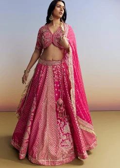 Pink Banarasi Silk Bridesmaid Lehenga
