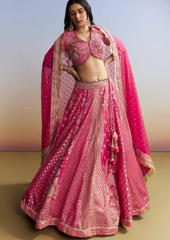 Pink Banarasi Silk Bridesmaid Lehenga