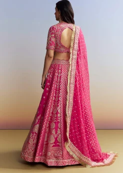 Pink Banarasi Silk Bridesmaid Lehenga