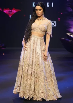 Pink Brocade Velvet Lehenga Choli With Two Scallop Dupattas
