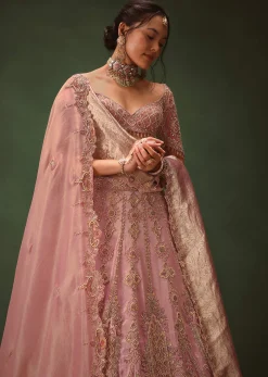Pink Chanderi Silk Heavy Embroidered Lehenga Set