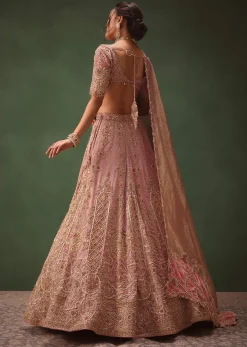 Pink Chanderi Silk Heavy Embroidered Lehenga Set