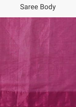 Pink Chanderi Tissue Saree With Silver Rani Tissue Stitched Blouse