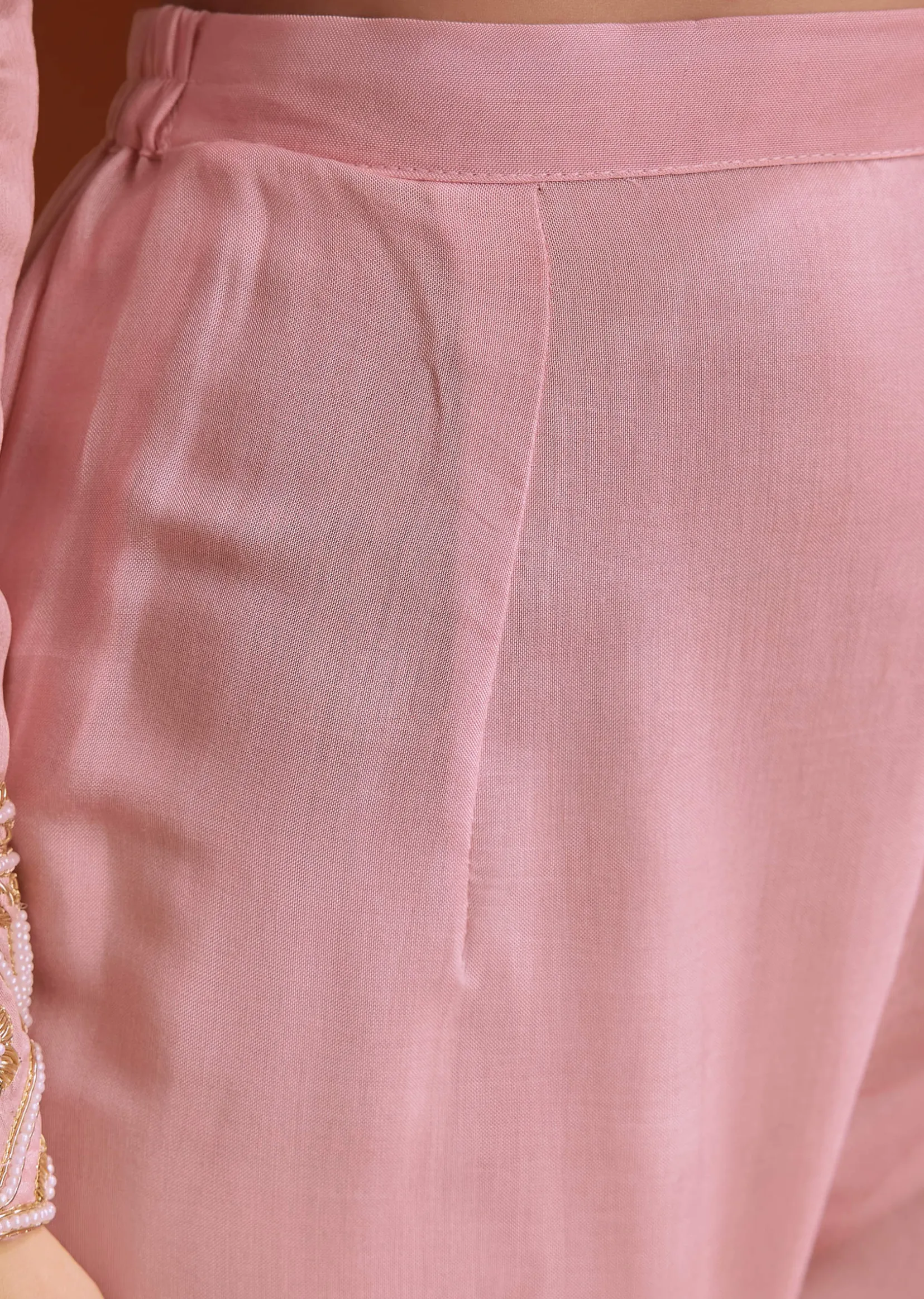 Pink Chinon Anarkali Suit With Beads And Stone Work