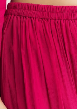 Pink Chinon Asymmetrical Palazzo Suit With Embroidery