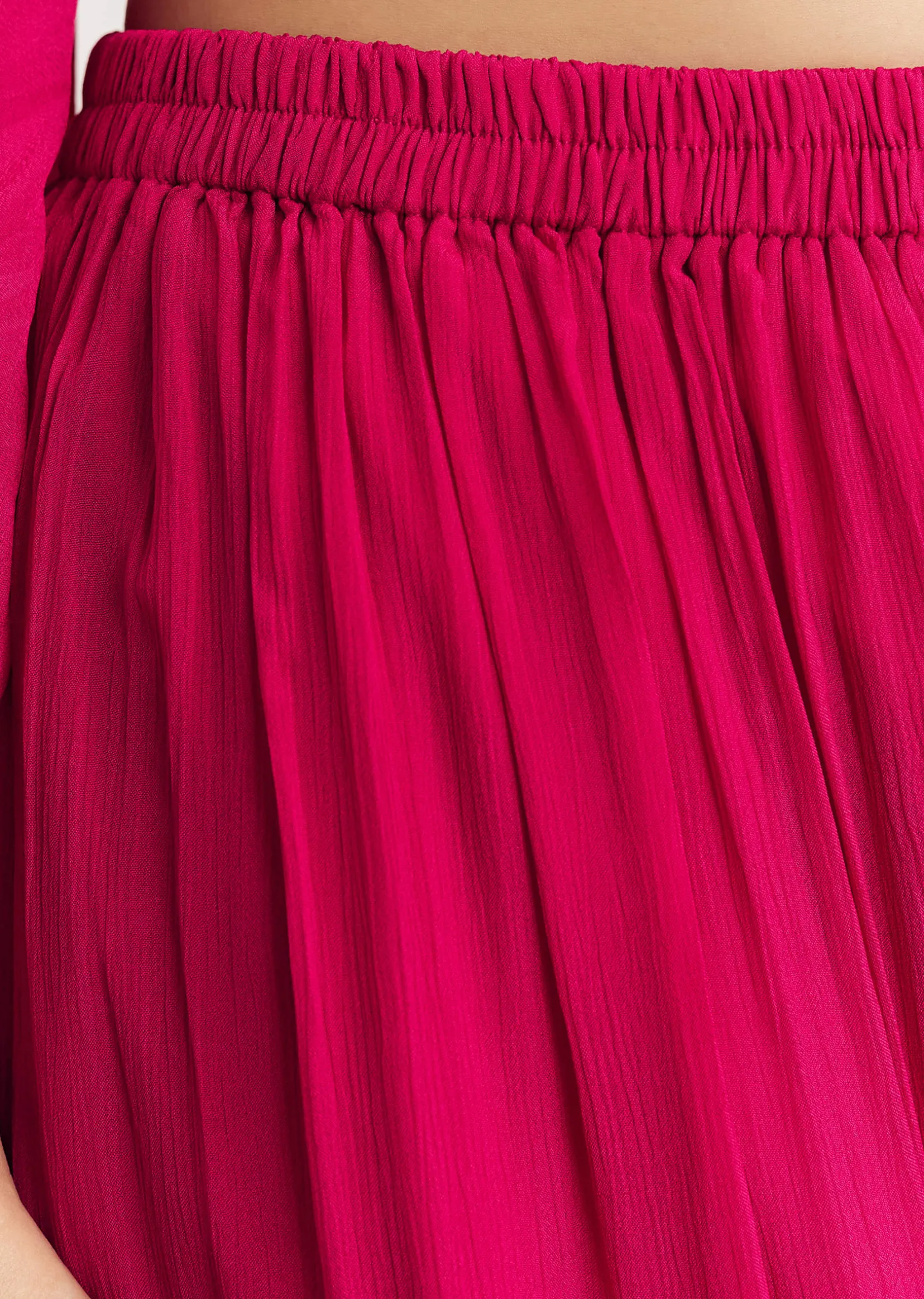 Pink Chinon Asymmetrical Palazzo Suit With Embroidery