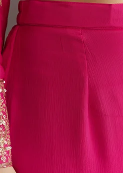 Pink Chinon Hand Embroidered Anarkali Suit With Dupatta