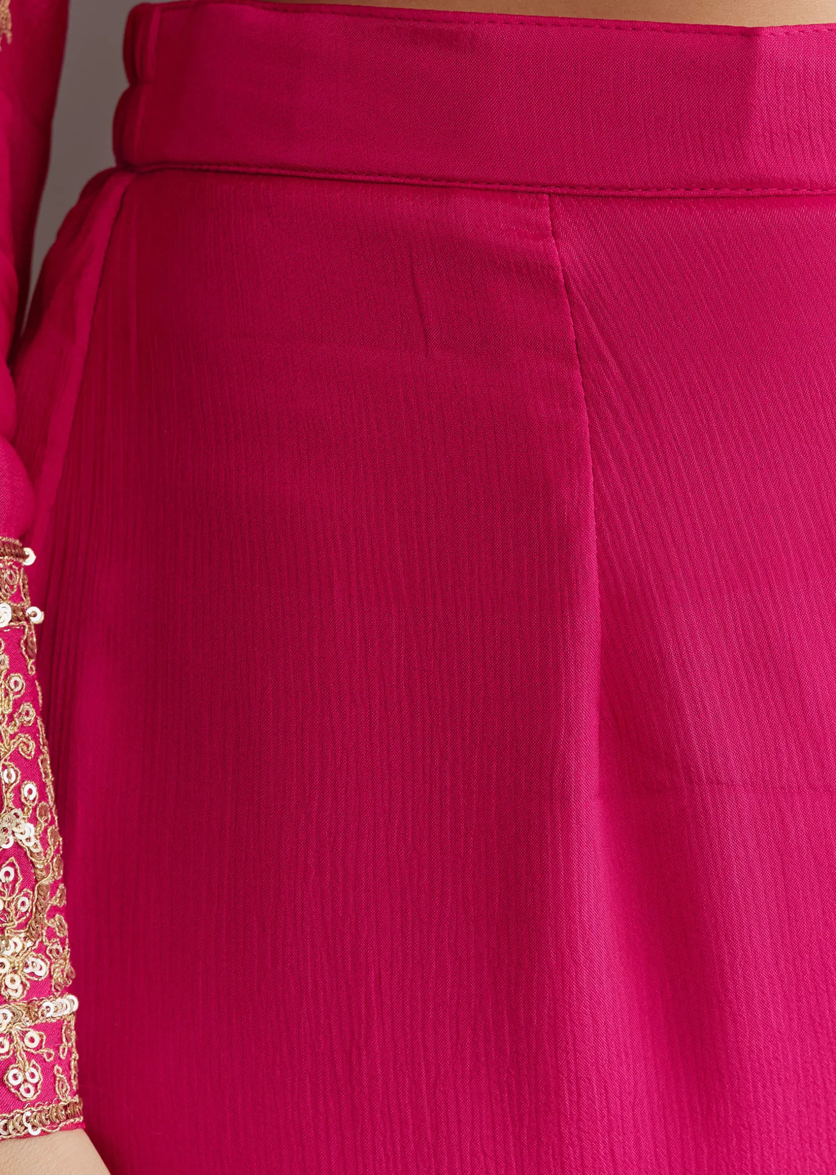 Pink Chinon Hand Embroidered Anarkali Suit With Dupatta