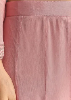 Pink Chinon Kurta Palazzo Suit With Cutdana And Sequins