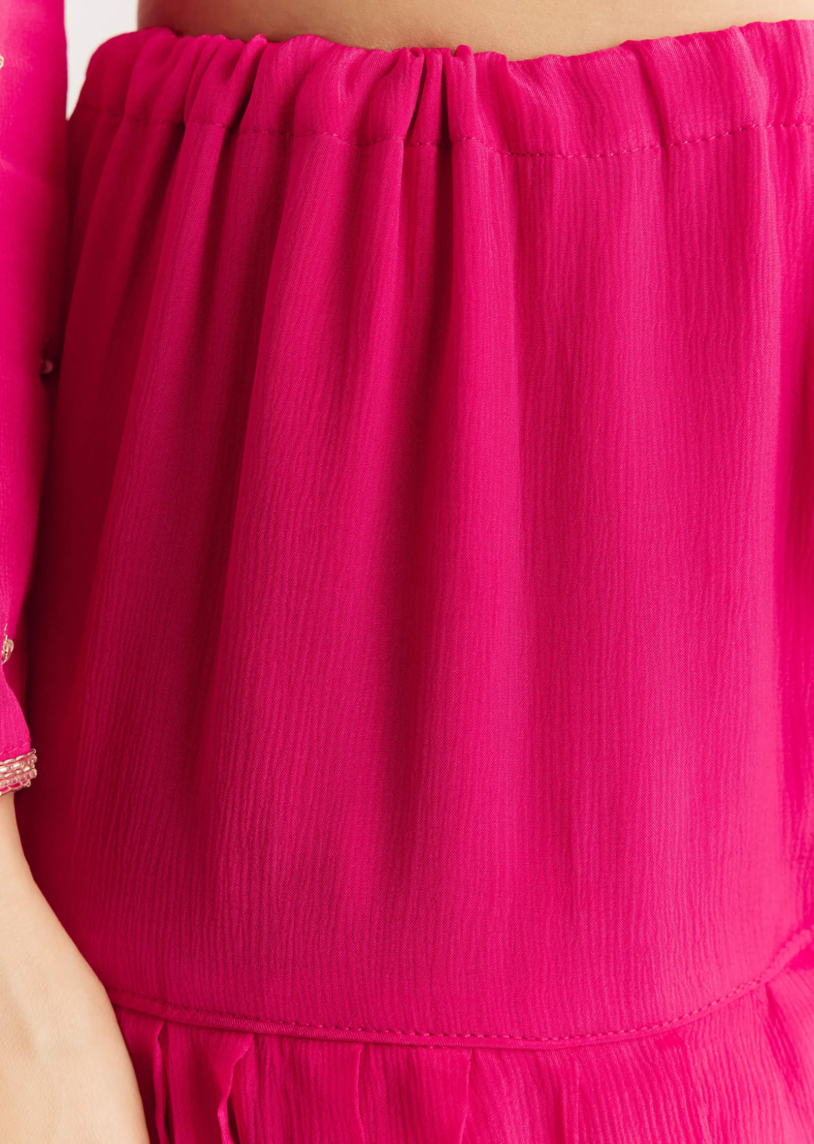 Pink Chinon Kurta Set With Zardosi And Cutdana Dupatta