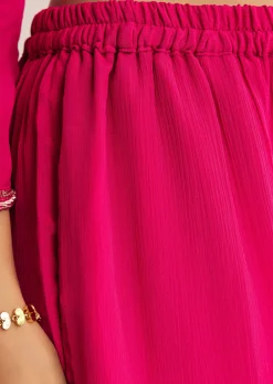 Pink Chinon Zardosi Work Kurta Palazzo Suit