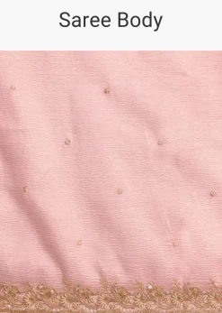 Pink Crushed Silk Saree With Sequin Work