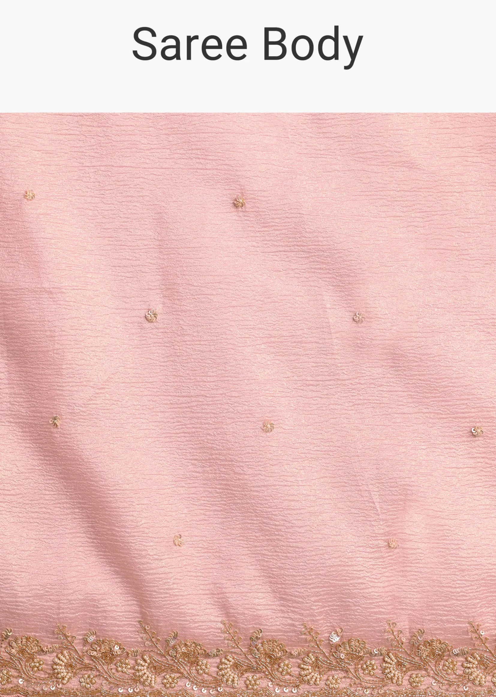 Pink Crushed Silk Saree With Sequin Work