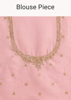 Pink Crushed Silk Saree With Sequin Work