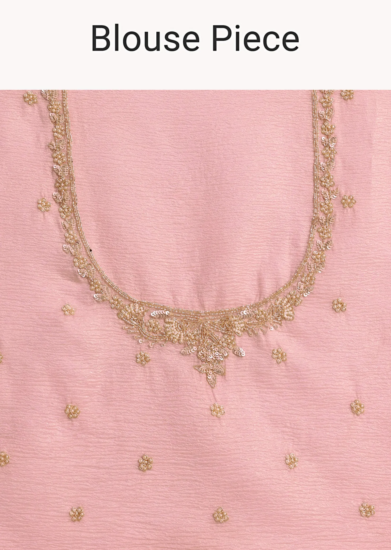 Pink Crushed Silk Saree With Sequin Work