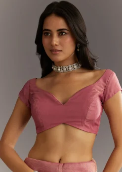 Pink Crushed Tissue Floral Embroidered Saree With Cutdana And Sequins