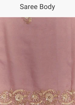 Pink Crushed Tissue Floral Embroidered Saree With Cutdana And Sequins