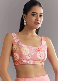 Pink Crushed Tissue Saree With Cutdana And Moti Embellished Border
