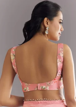 Pink Crushed Tissue Saree With Cutdana And Moti Embellished Border