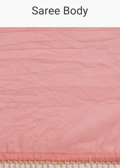 Pink Crushed Tissue Saree With Cutdana And Moti Embellished Border