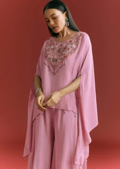Pink Dola Silk Kaftaan Indowestern Suit With Zardosi Work