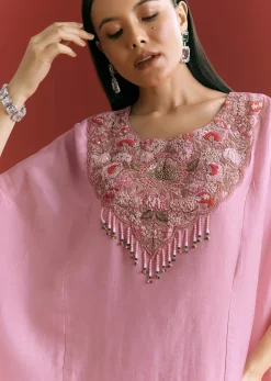 Pink Dola Silk Kaftaan Indowestern Suit With Zardosi Work