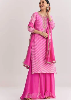Pink Dola Silk Palazzo Suit With Zardosi Work