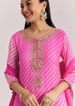 Pink Dola Silk Palazzo Suit With Zardosi Work