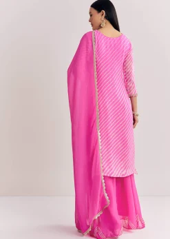 Pink Dola Silk Palazzo Suit With Zardosi Work