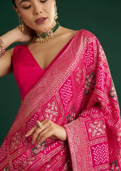 Pink Dola Silk Saree With Woven Patola