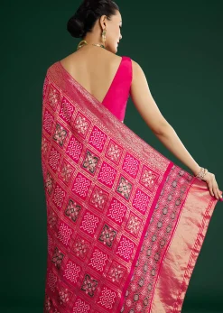 Pink Dola Silk Saree With Woven Patola