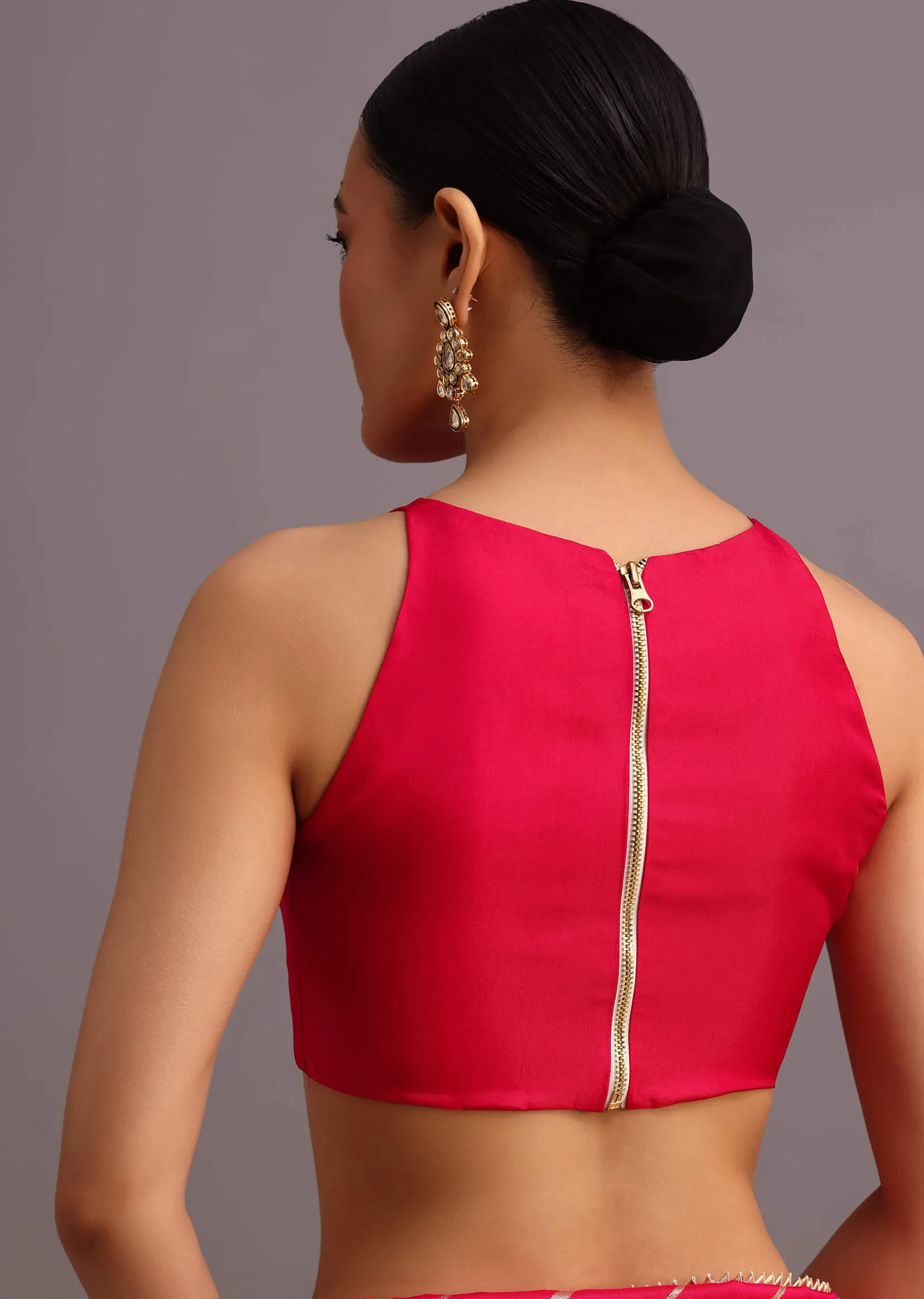 Pink Dola Silk Woven Saree And Gota Patti Border With Unstitched Blouse