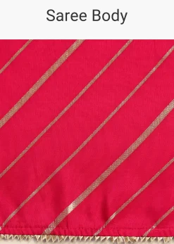 Pink Dola Silk Woven Saree And Gota Patti Border With Unstitched Blouse